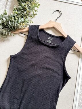 American Eagle Black Ribbed Sleeveless Bodysuit Size Medium